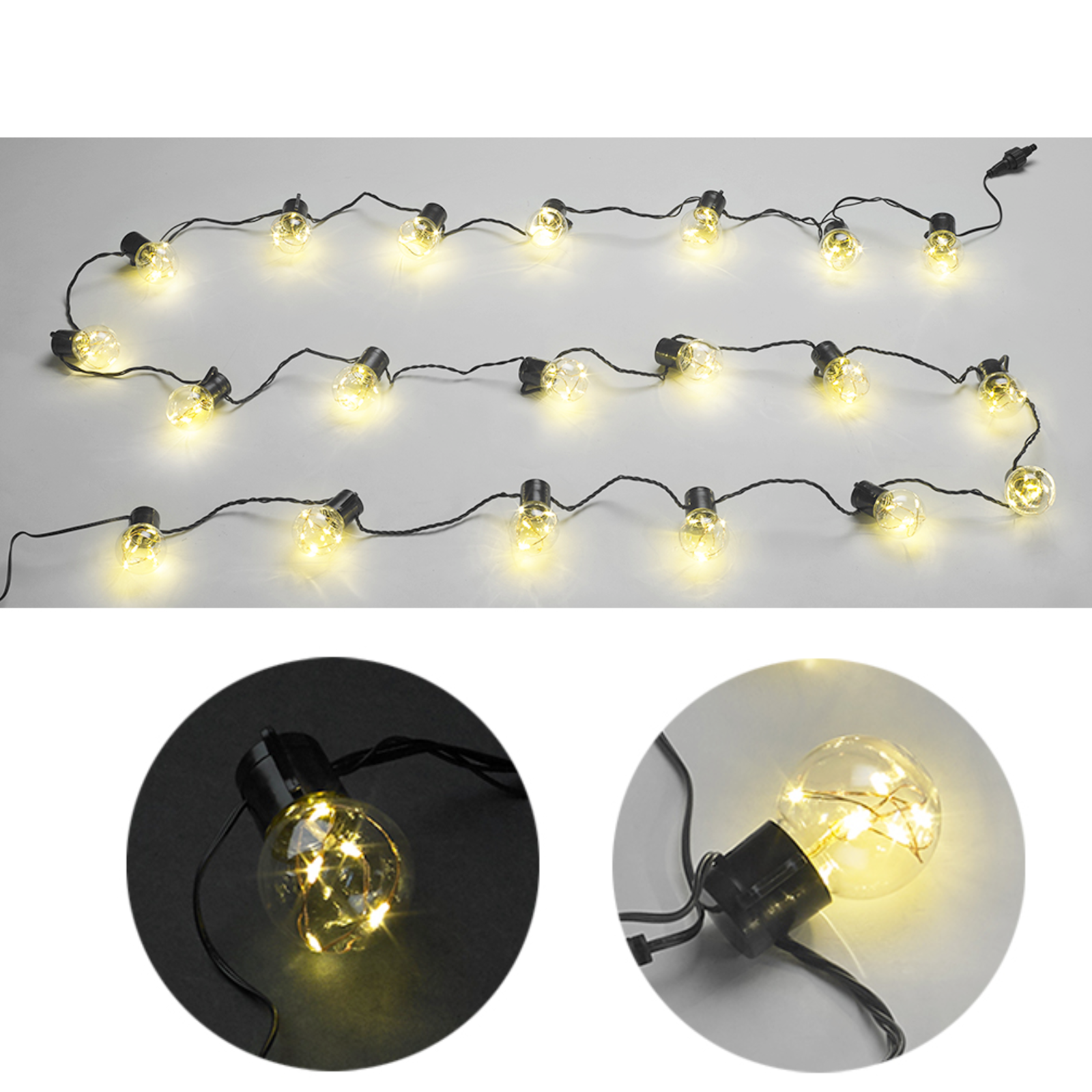 Catena luminosa luci di natale 20 micro led globo a luce fissa per interno o esterno