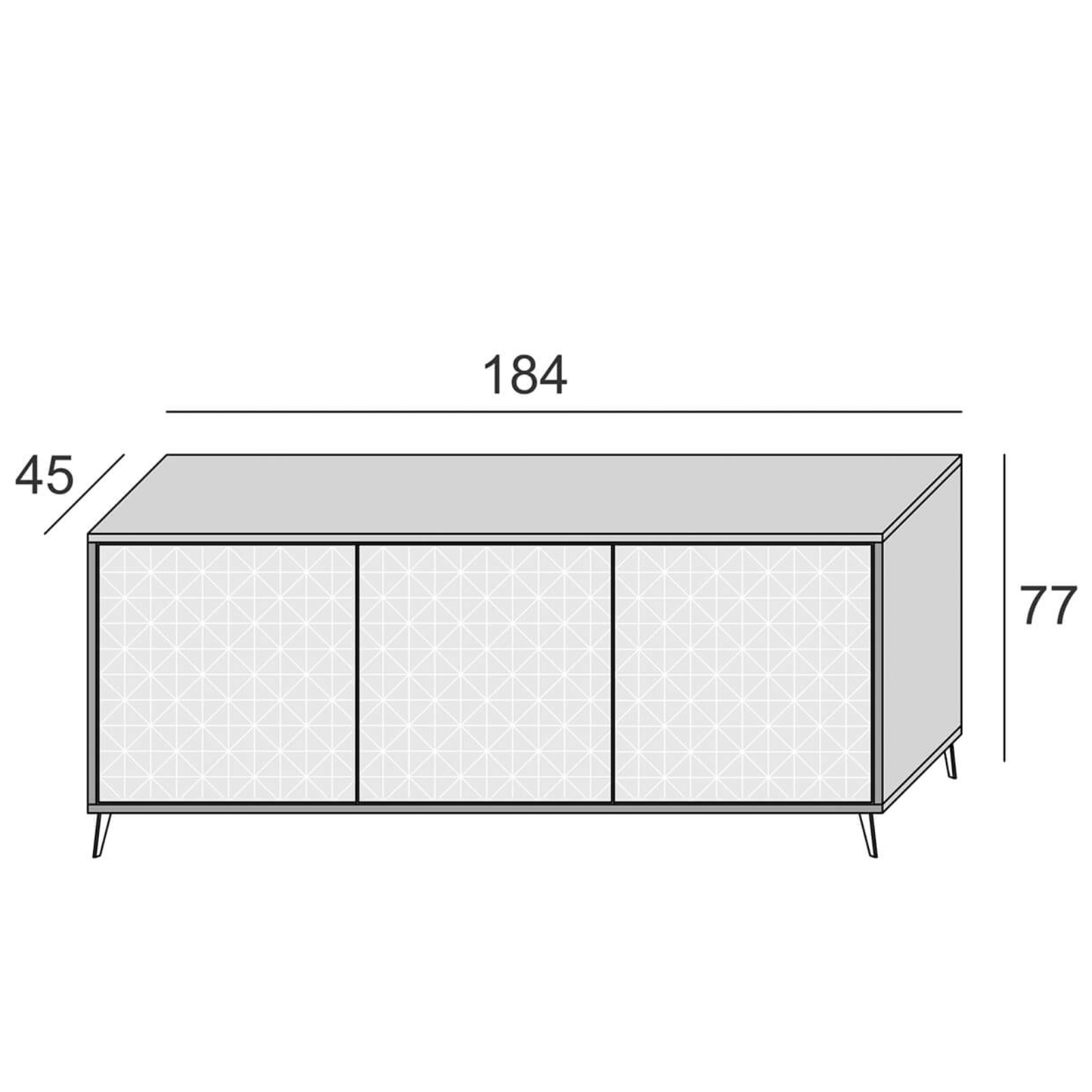 Madia moderna struttura beton 3 ante con finitura effetto 3D bianco - Nova Plus