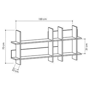 Mensola da parete in legno con 2 ripiani e 6 scomparti Antracite - Bead