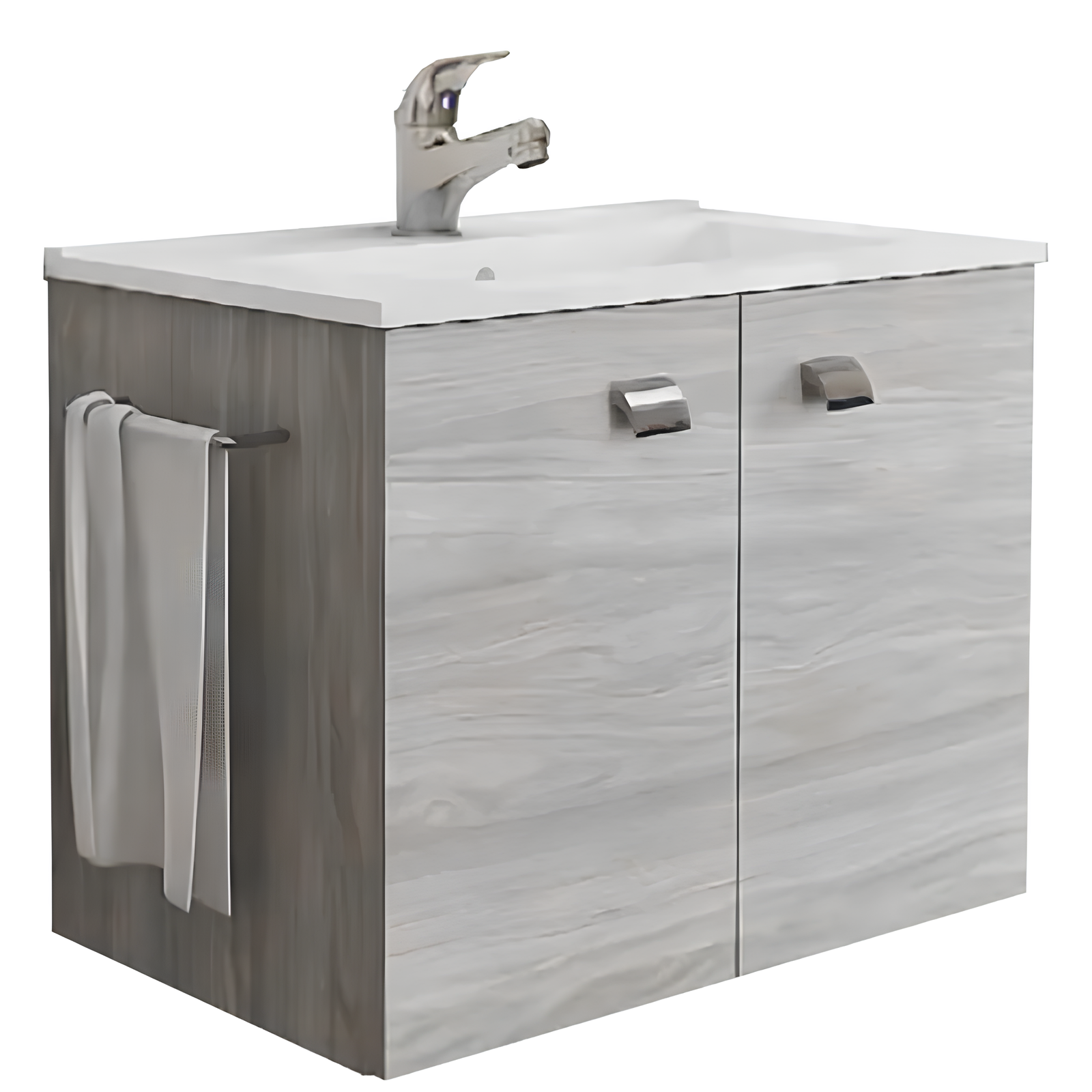 Mobile da bagno sospeso 60 cm in legno con ante e lavabo - Aureo