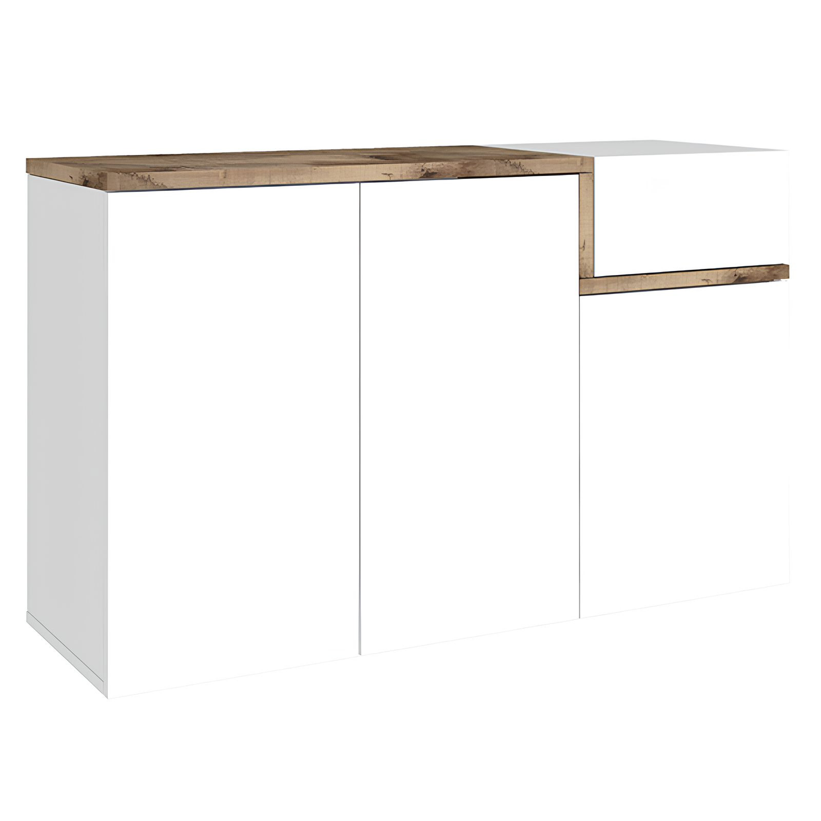 Esplora l'eleganza moderna con la credenza multiuso Blinx: design in bianco lucido e acero, 3 ante con 5 ripiani e antina a ribalta. Funzionale e raffinata, si adatta a diverse ambientazioni. Organizza il tuo spazio con stile e praticità