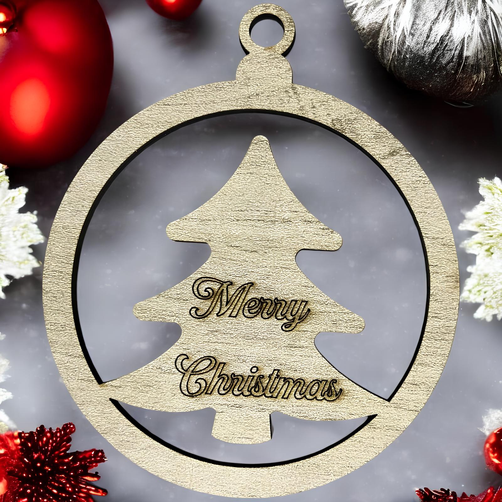 Pallina di natale personalizzabile in legno inciso con nome o logo Ø 10 cm - Albero di natale