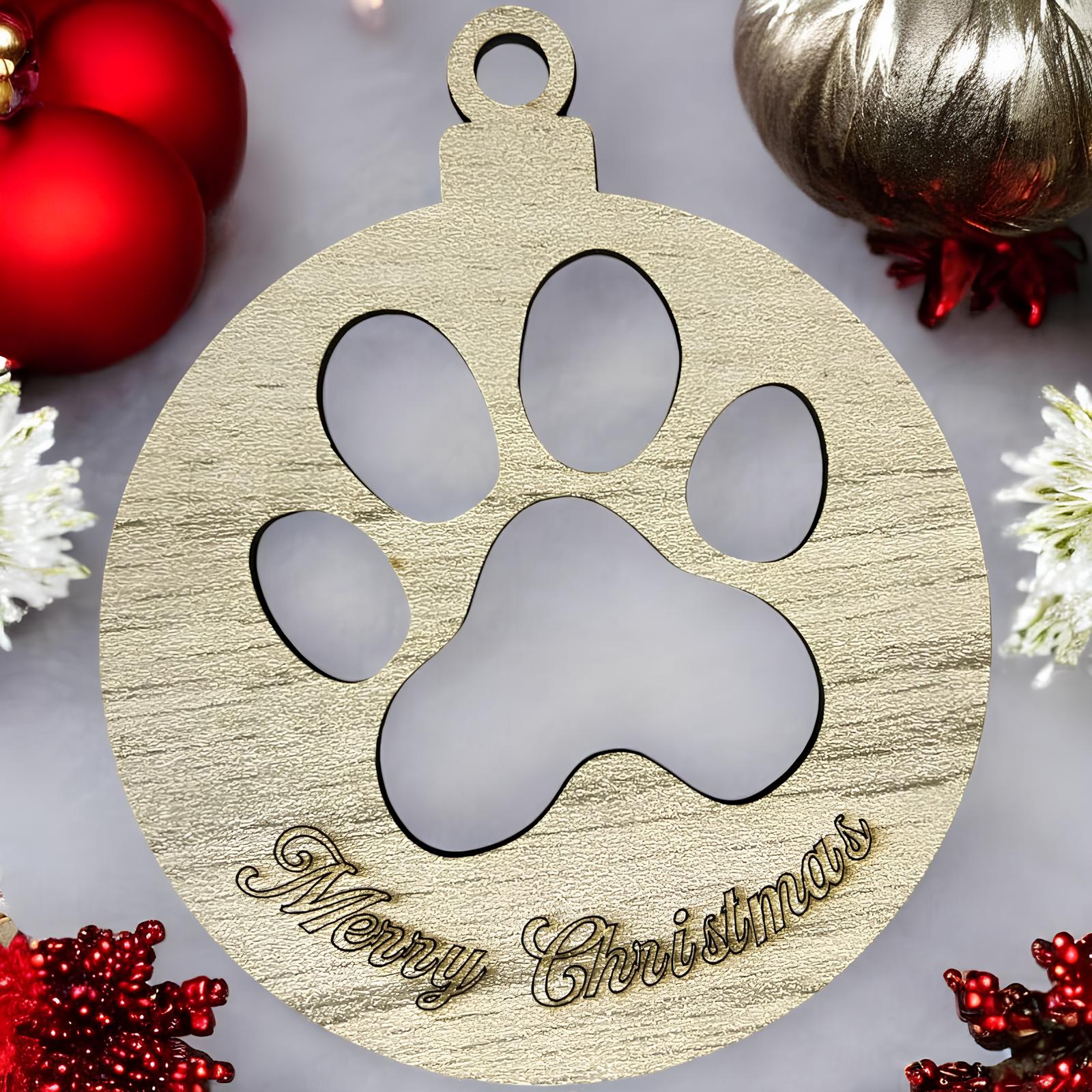 Pallina di natale personalizzabile in legno inciso con nome Ø 10 cm - Animale domestico