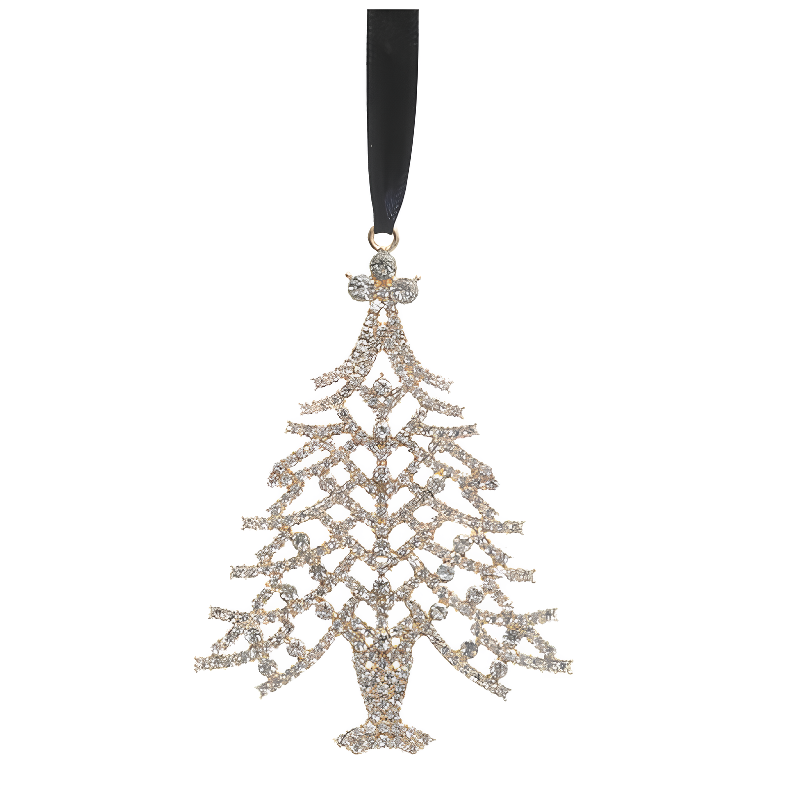 Pendente per albero di natale in metallo con strass color oro H 10 cm - Abete