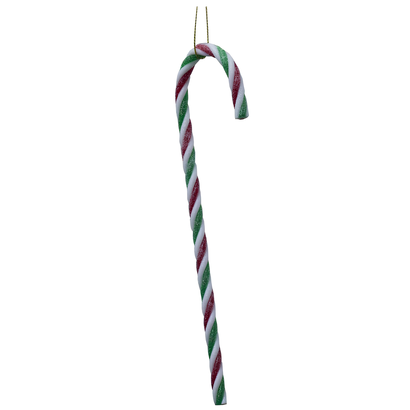 Pendente per albero di natale bastoncino di zucchero rosso e bianco e verde H 21 cm - Candy Red