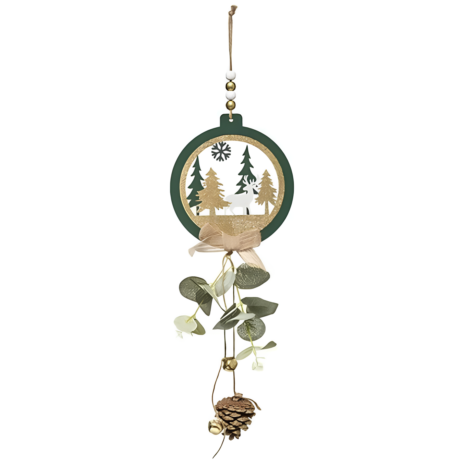 Pendente per albero di natale rotondo con decorazioni natalizie H 41 cm - Mix