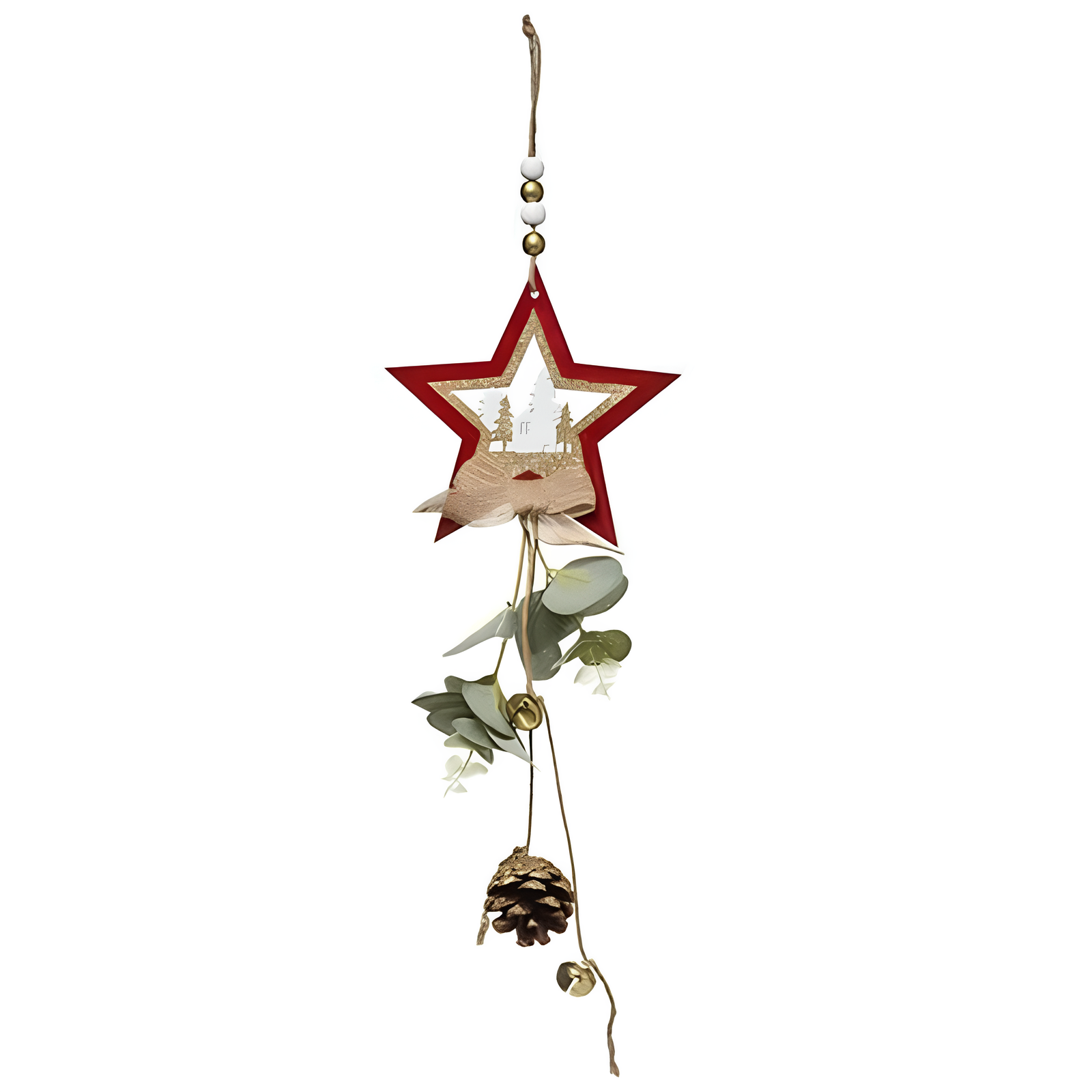 Pendente per albero di natale rotondo con decorazioni natalizie H 41 cm - Mix