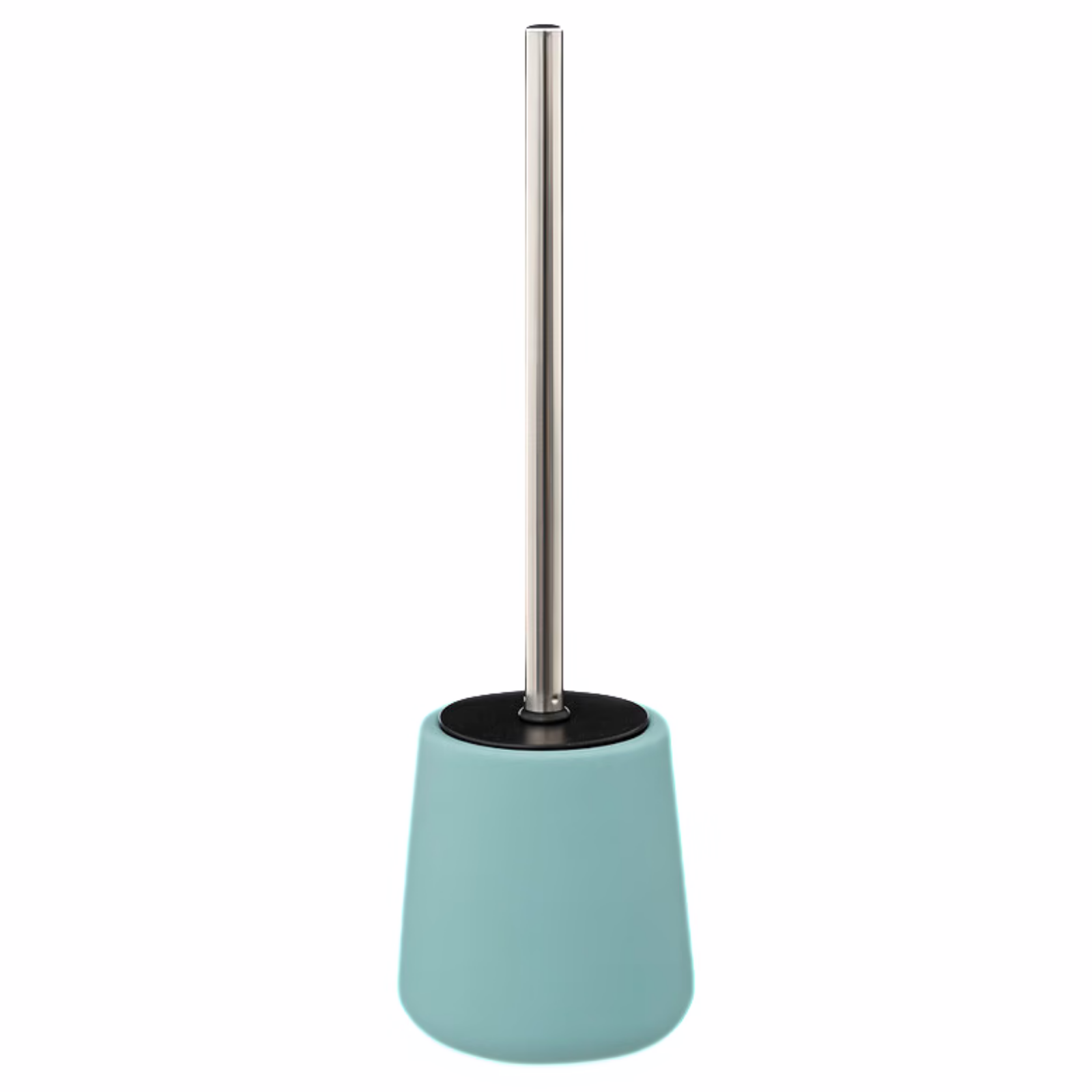 Portascopino da bagno wc con struttura in ceramica e scopino in polipropilene e acciaio inox