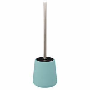 Portascopino da bagno wc con struttura in ceramica e scopino in polipropilene e acciaio inox