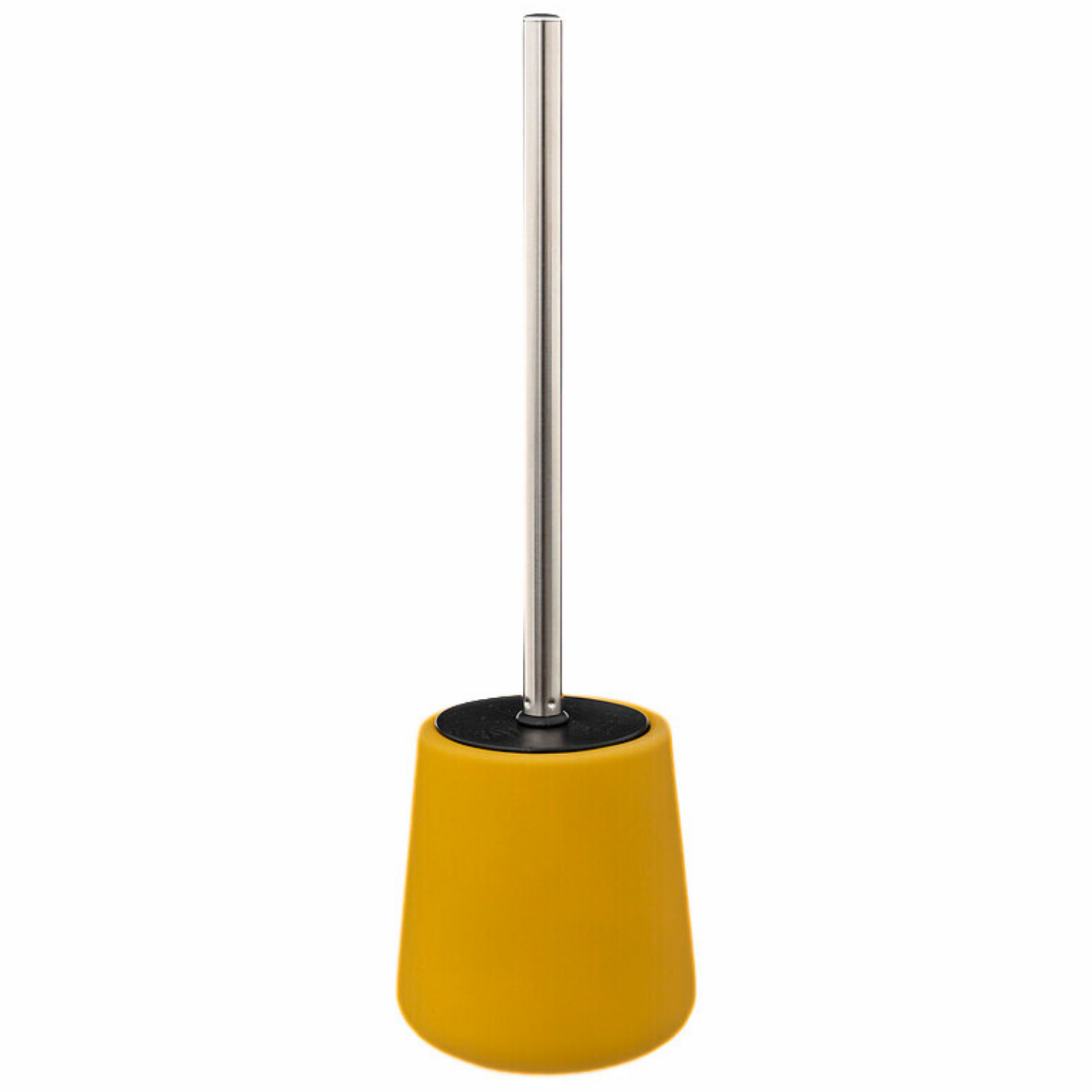Portascopino da bagno wc con struttura in ceramica e scopino in polipropilene e acciaio inox