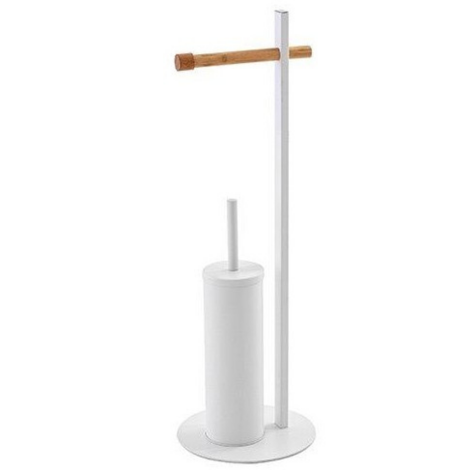 Piantana portascopino e portarotolo wc "Pratic" design moderno in acciaio
