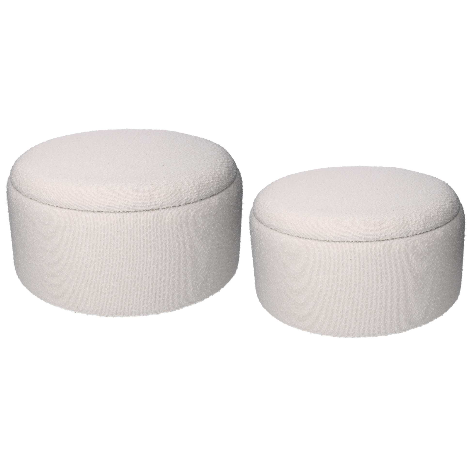 Set 2 Pouf contenitore in tessuto bouclè rotondi design moderno - Snugg