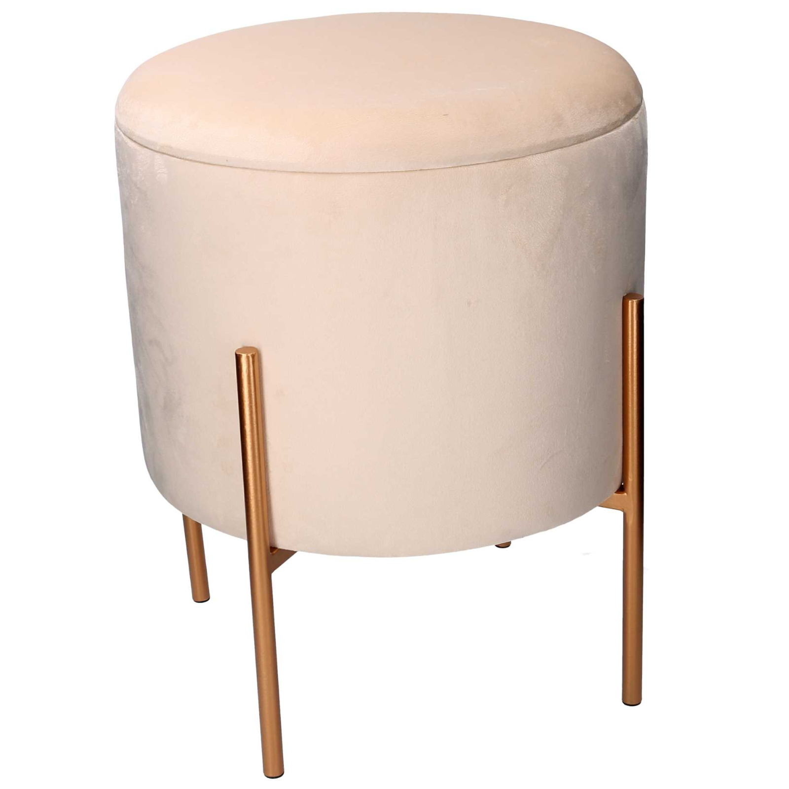 Pouf contenitore in tessuto crema design moderno con gambe in metallo - Cosy