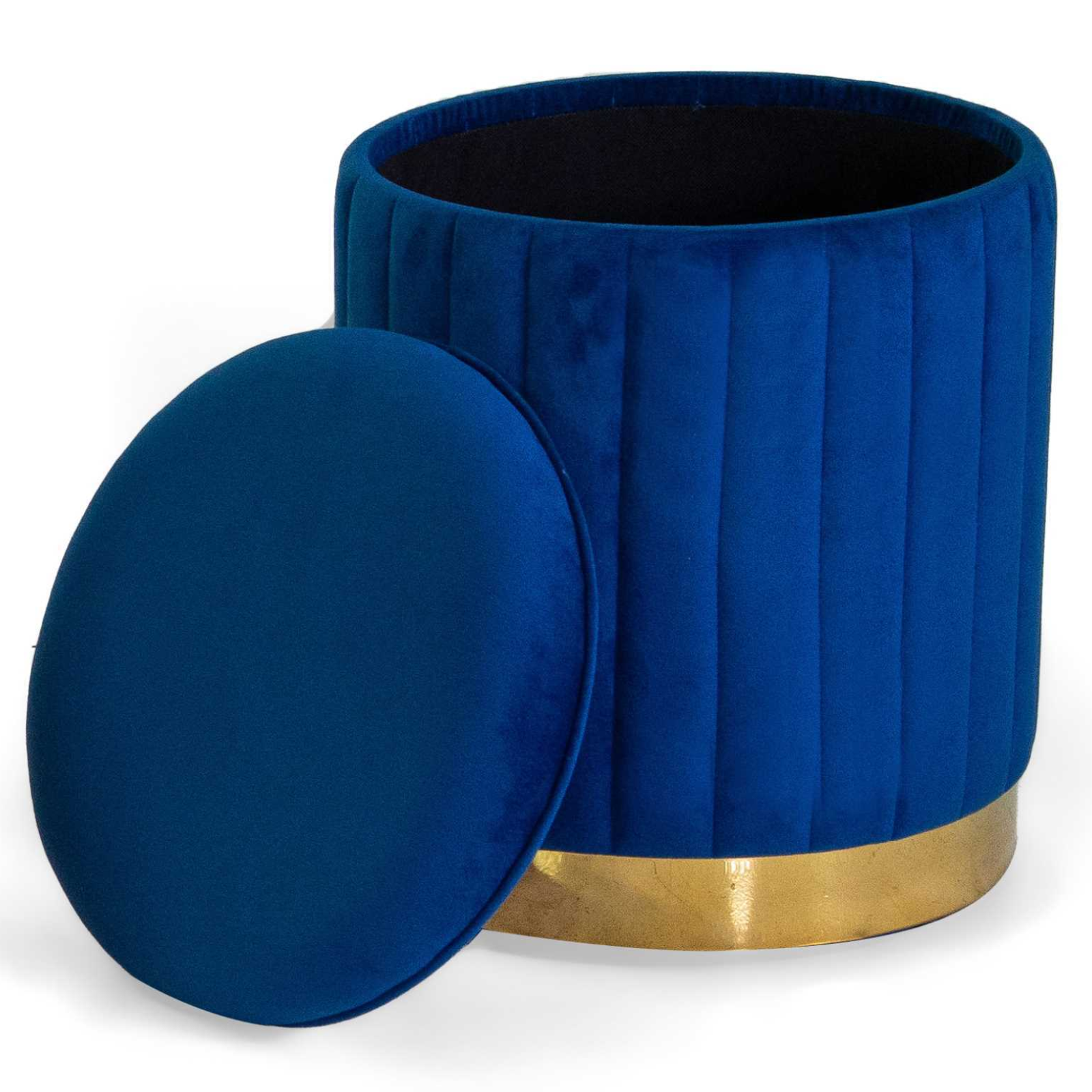 Set 2 Pouf contenitore in velluto design moderno color blu - Snugg