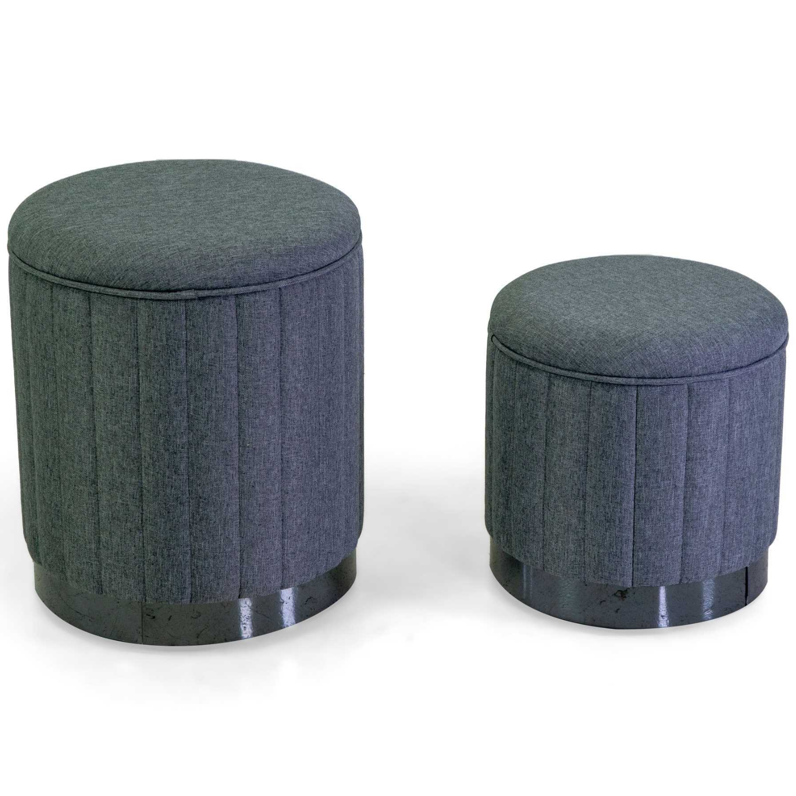 Set 2 Pouf contenitore in velluto design moderno color grigio - Snugg