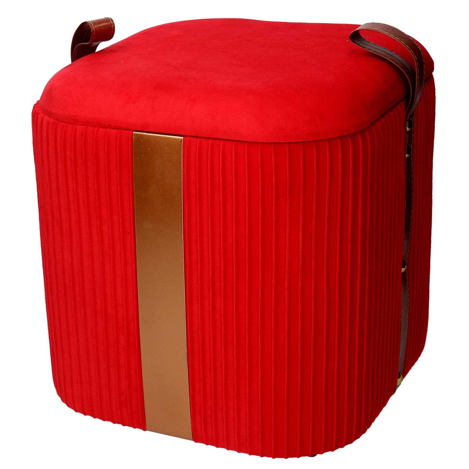 Set 3 Pouf contenitore in velluto rosso design moderno - Muffi