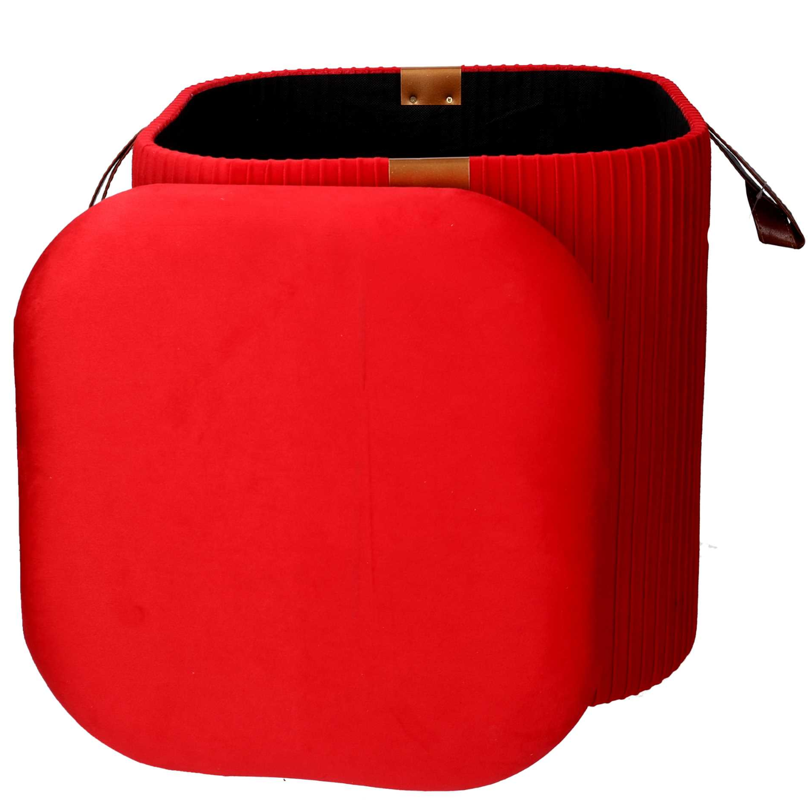 Set 3 Pouf contenitore in velluto rosso design moderno - Muffi