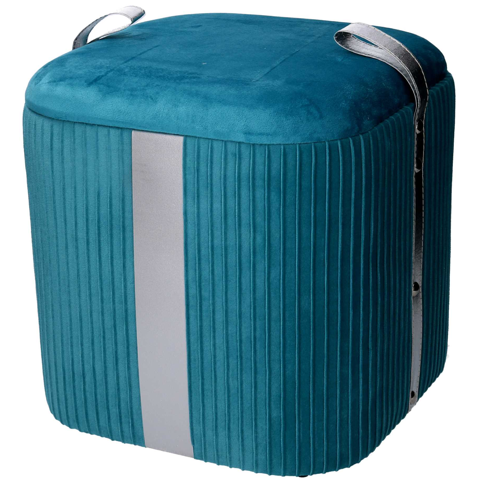 Set 3 Pouf contenitore in velluto turchese design moderno - Muffi