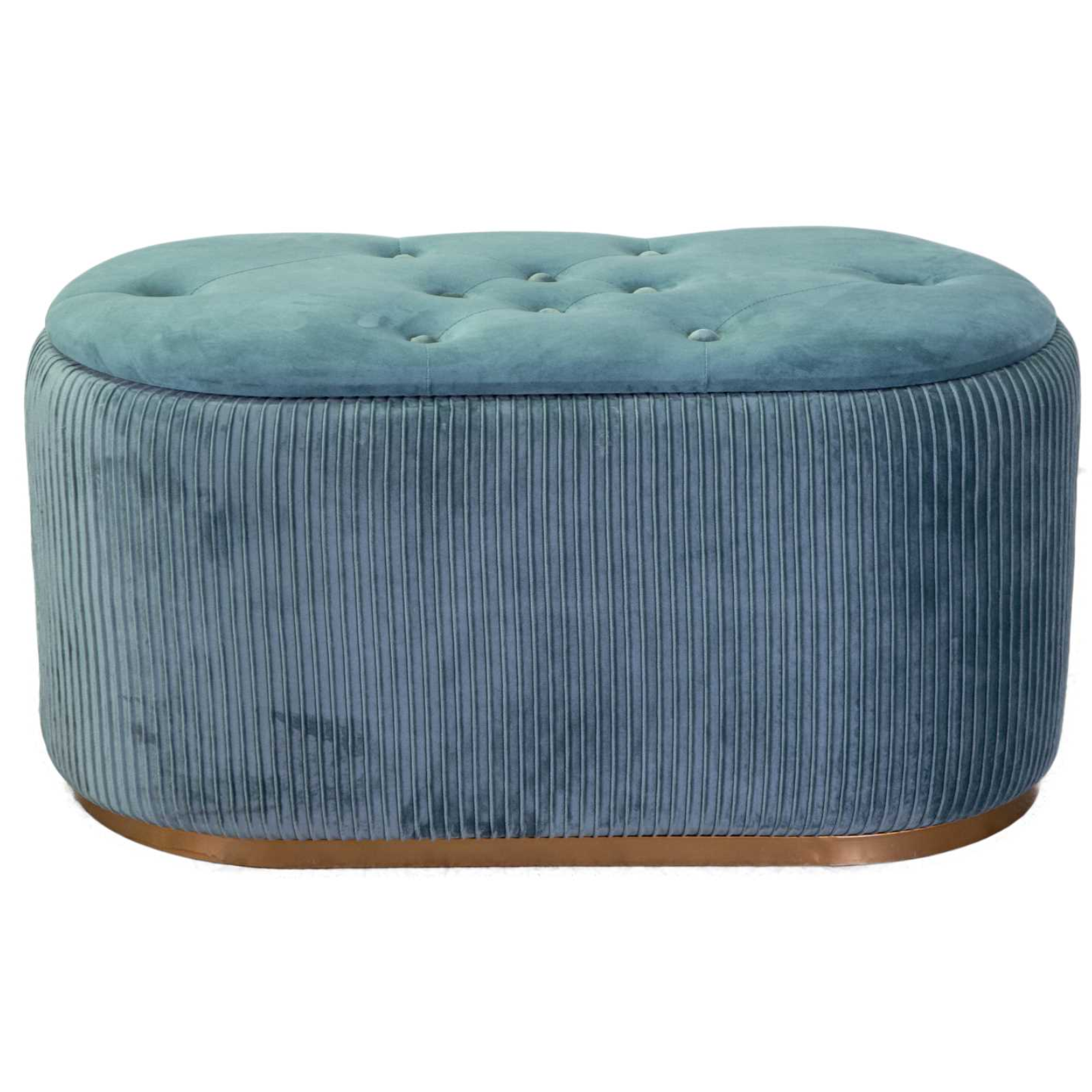 Pouf contenitore in velluto design moderno verde salvia base in metallo - Comfy