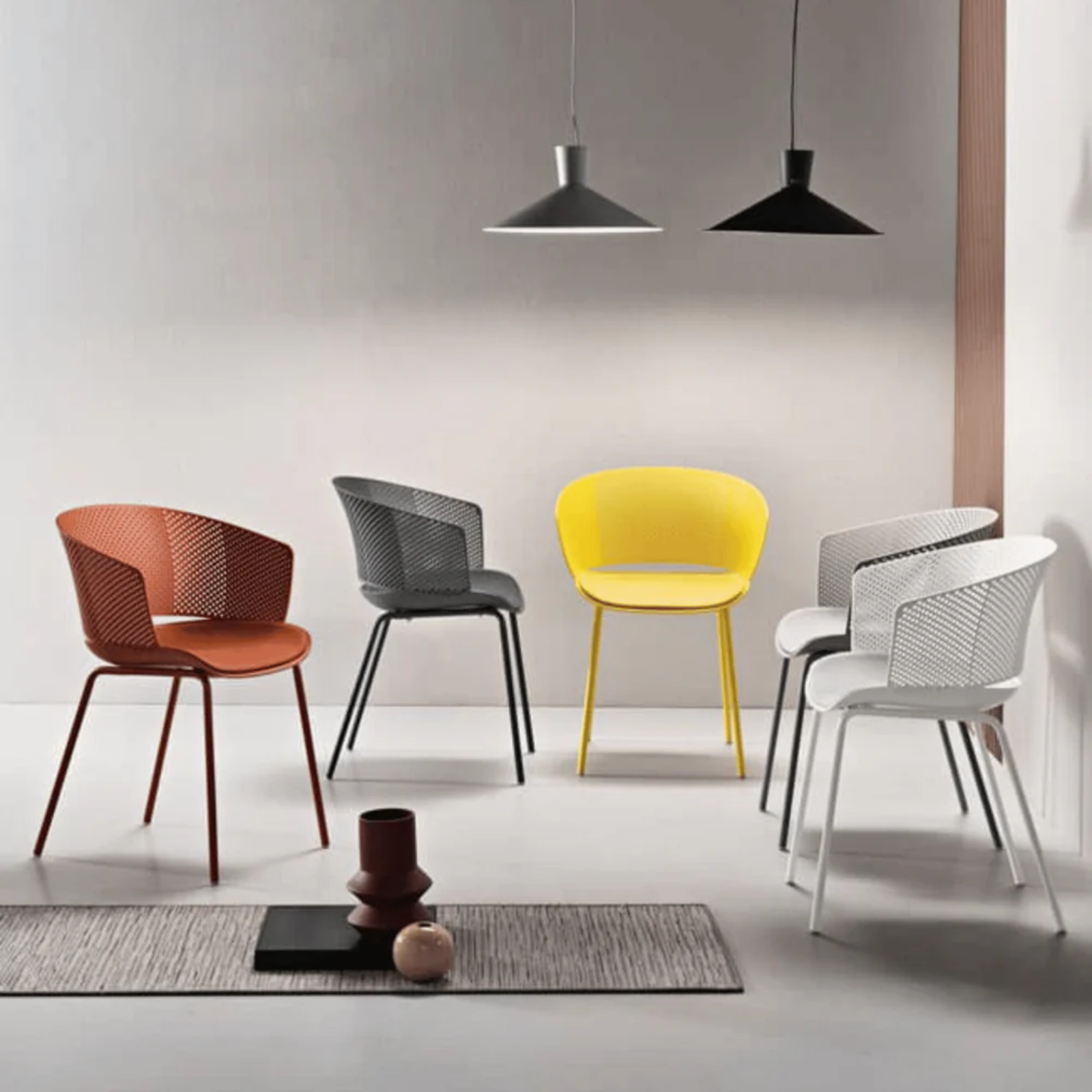 Sedia da pranzo design moderno in polipropilene e Pu - Tita