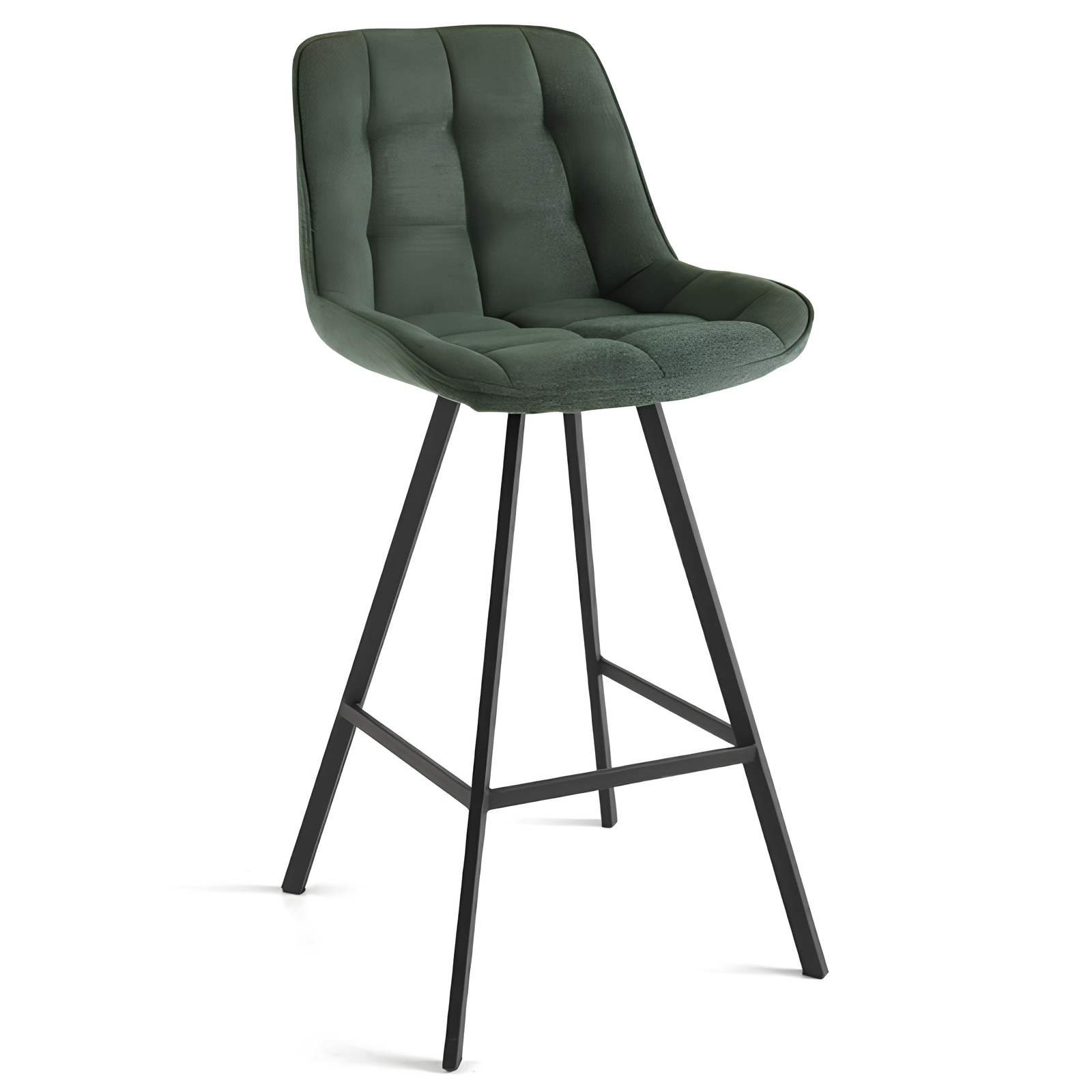 Sgabello alto design moderno struttura in metallo verniciato e seduta in tessuto imbottito verde - Armony