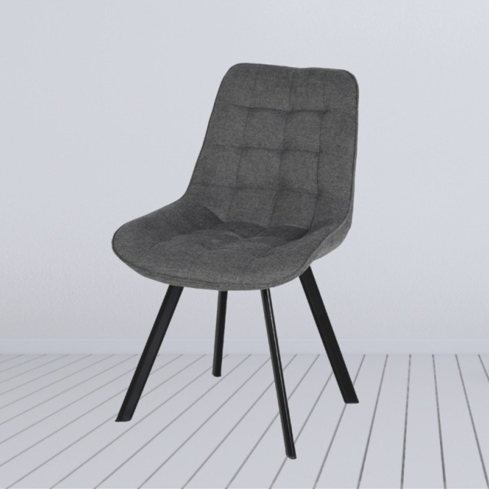 Sedia da pranzo design moderno grigio con gambe in metallo nero - Offi