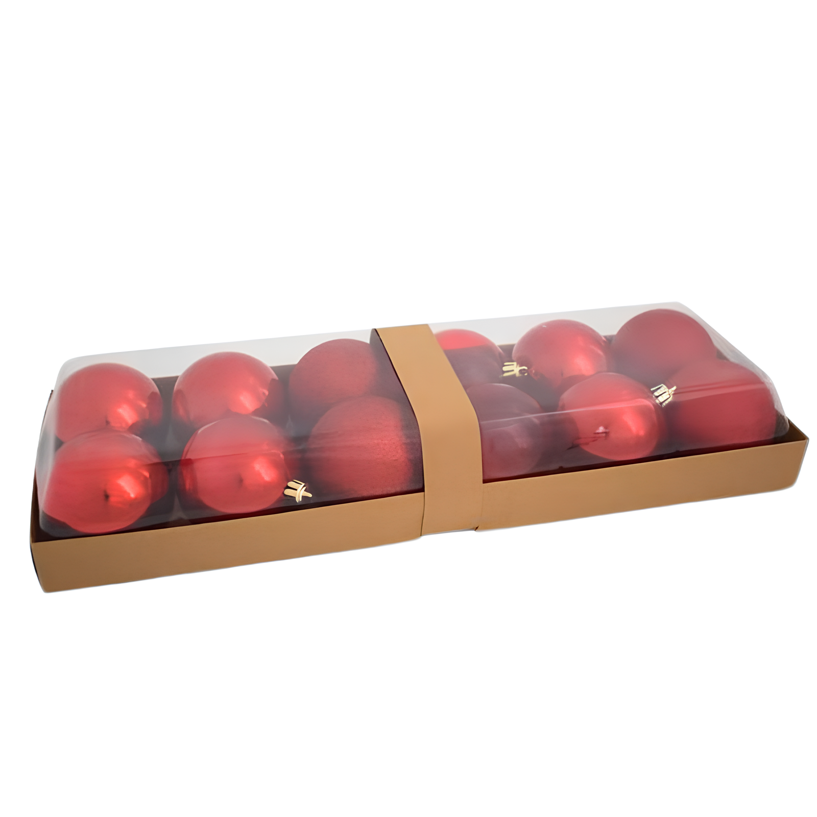 Set 12 Pz pallina per albero di natale in plastica rosso assortito Ø 8 cm decorazioni natalizie