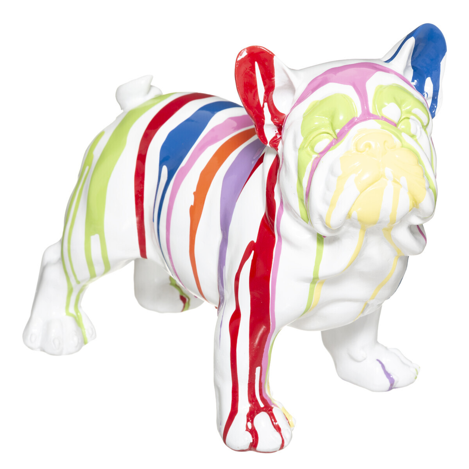 Statua bulldog francese decorazione per interno design moderno in resina multicolor H 26,5 cm