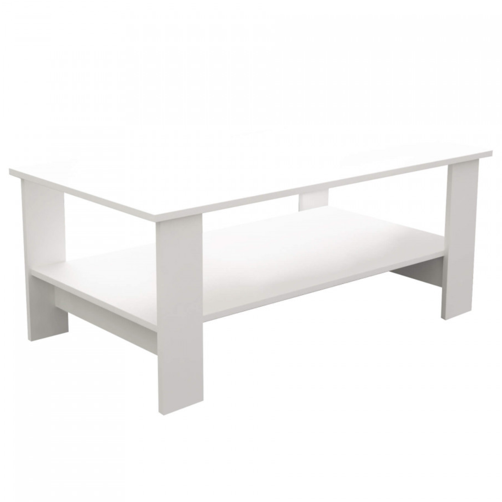 Tavolino da salotto 106x59 in legno bianco design moderno con ripiani - Matci