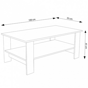 Tavolino da salotto 106x59 in legno bianco design moderno con ripiani - Matci