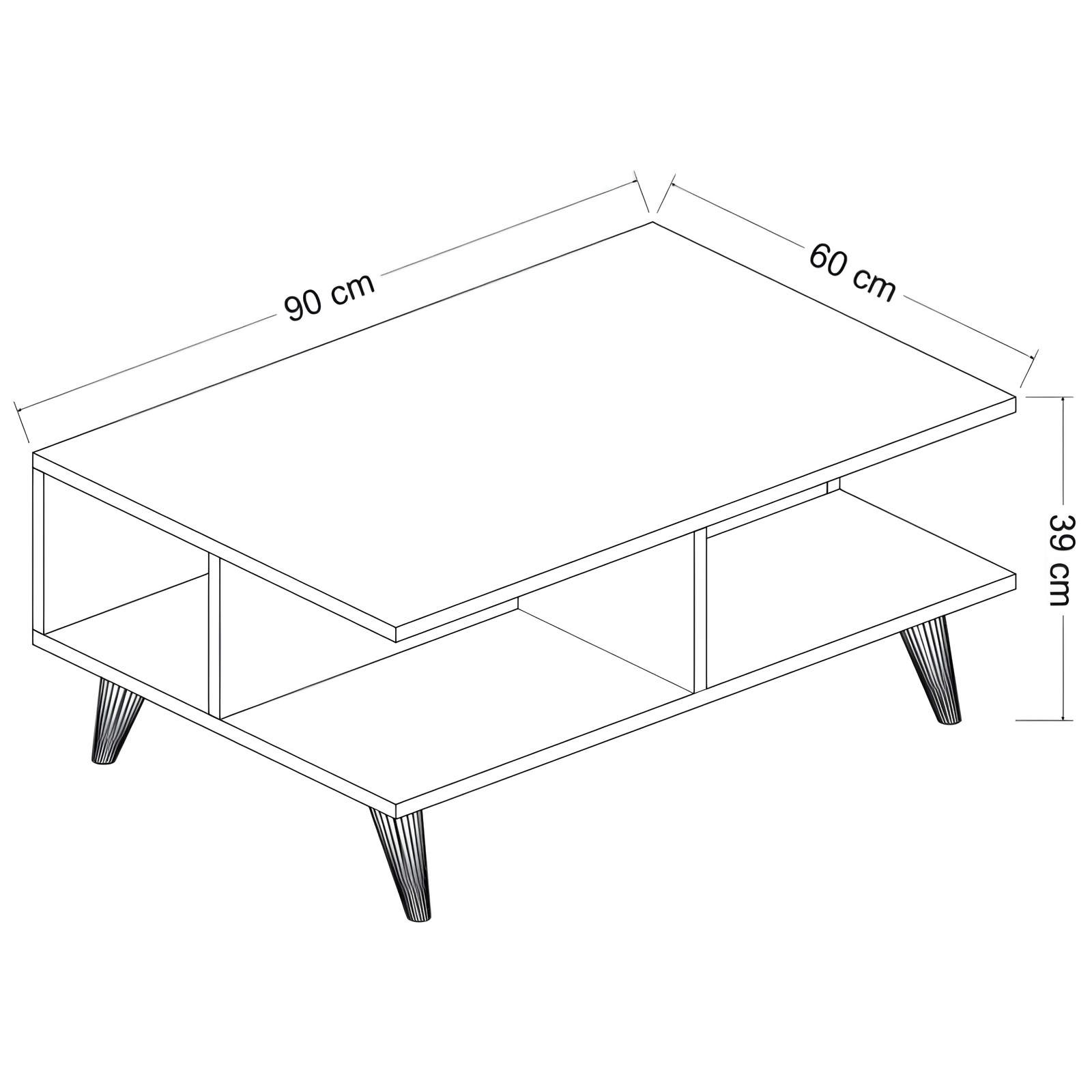 Tavolino da salotto design moderno 2 ripiani noce e bianco in legno - Lyon