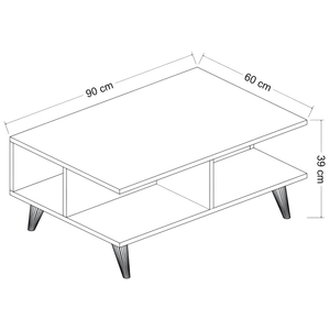 Tavolino da salotto design moderno 2 ripiani noce e bianco in legno - Lyon