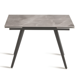 Tavolo da pranzo allungabile 120/180x76h piano in pietro effetto marmo grigio base in metallo antracite - Oreste