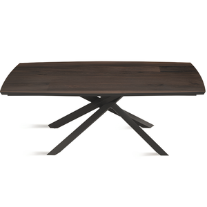 Tavolo da pranzo 160x75h con base in metallo nero e piano in rovere impiallacciato - Floy