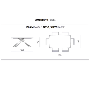 Tavolo da pranzo 160x75h con base in metallo nero e piano in rovere impiallacciato - Floy