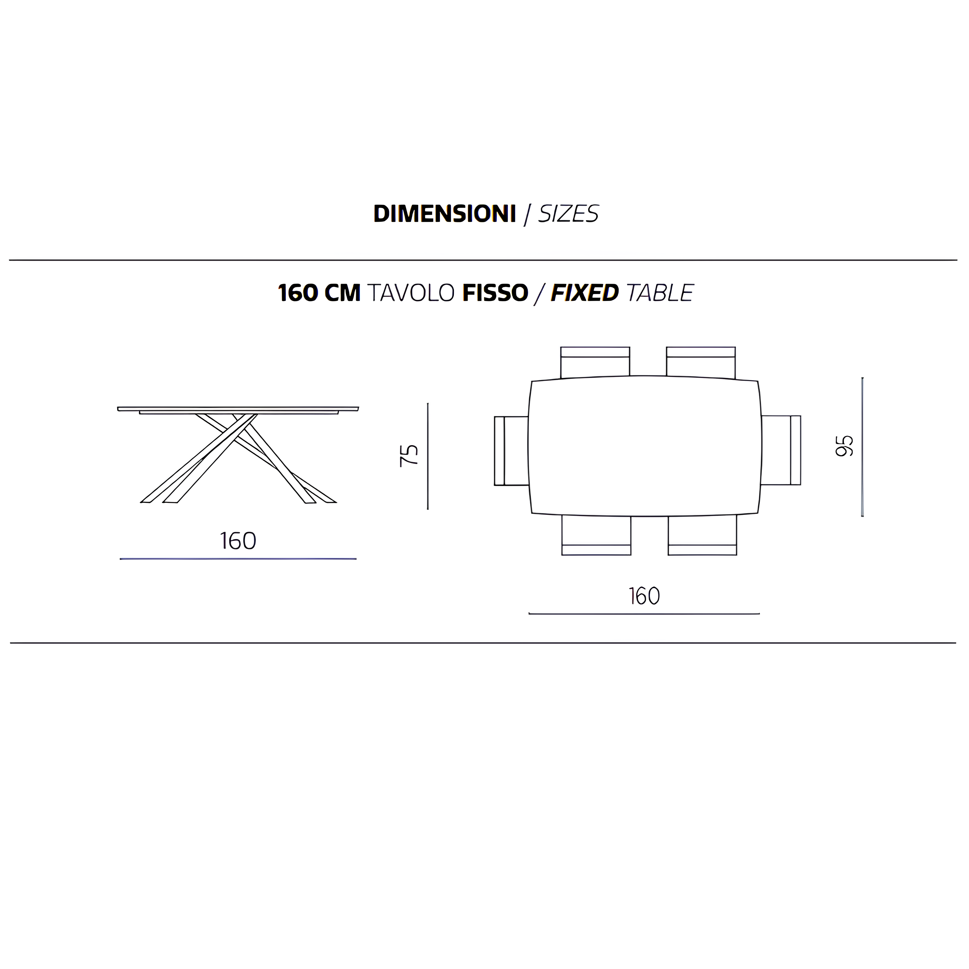 Tavolo da pranzo 160x75h con base in metallo nero e piano in rovere impiallacciato - Floy