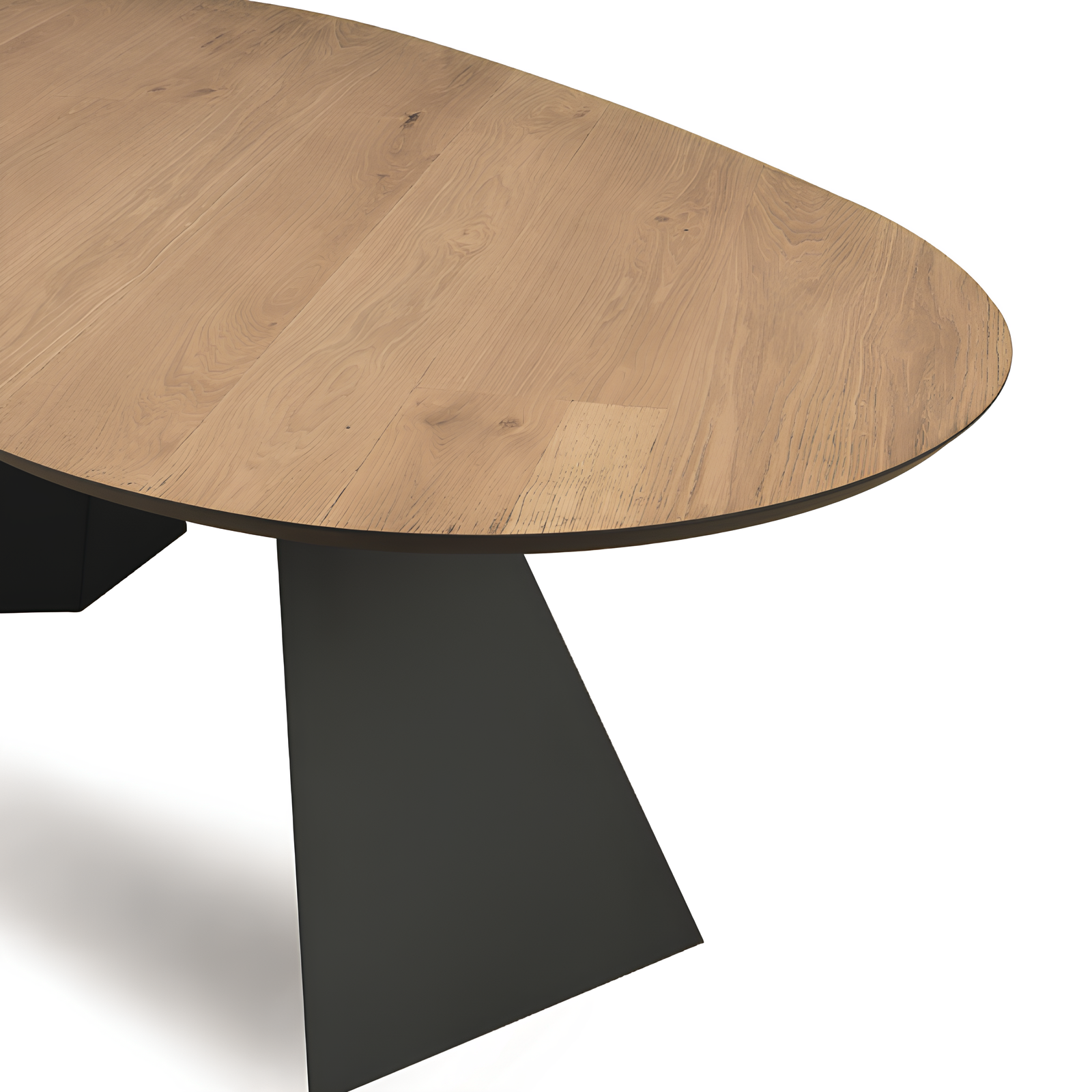 Tavolo da pranzo moderno 210x75h piano in rovere impiallacciato ovale e base in metallo nero - Aris