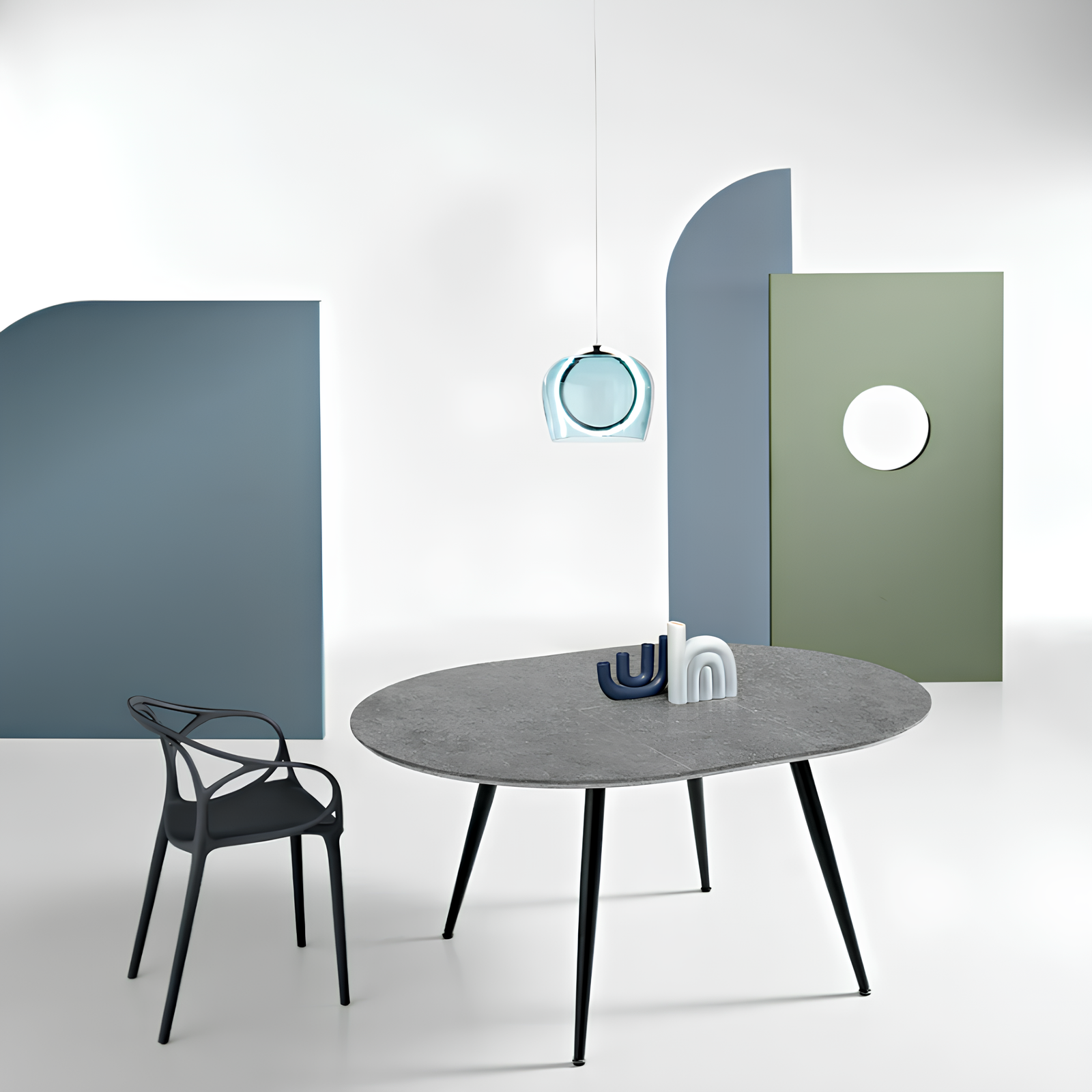 Tavolo da pranzo allungabile rotondo piano in mdf e gambe in metallo - Zen