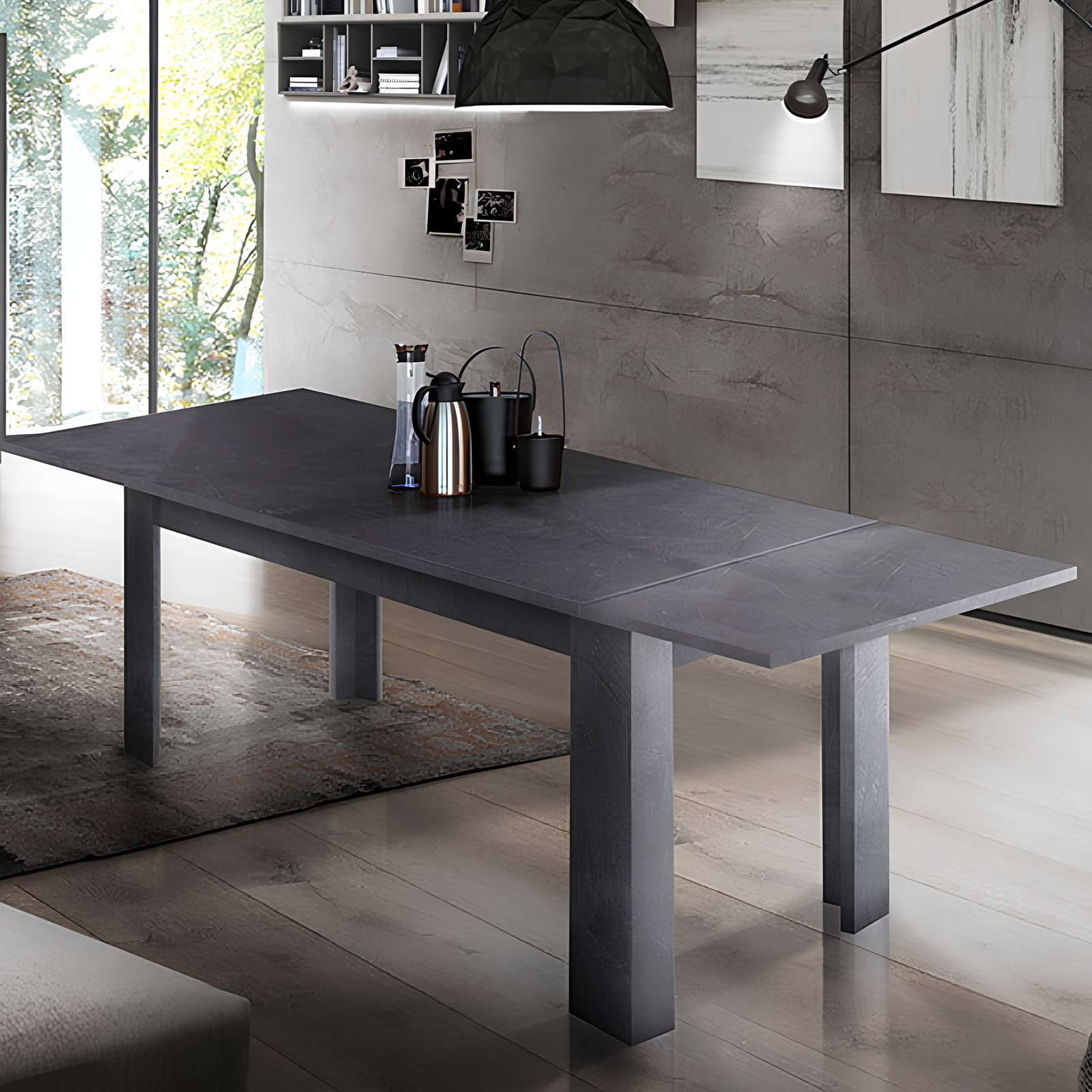 Tavolo allungabile con prolunghe design moderno in legno Ardesia 140/190 cm - Jesim