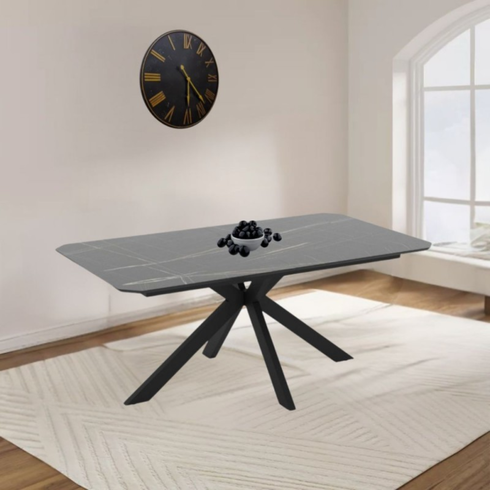 Tavolo da pranzo allungabile 180/240x76 cm piano in mdf effetto marmo - Opera