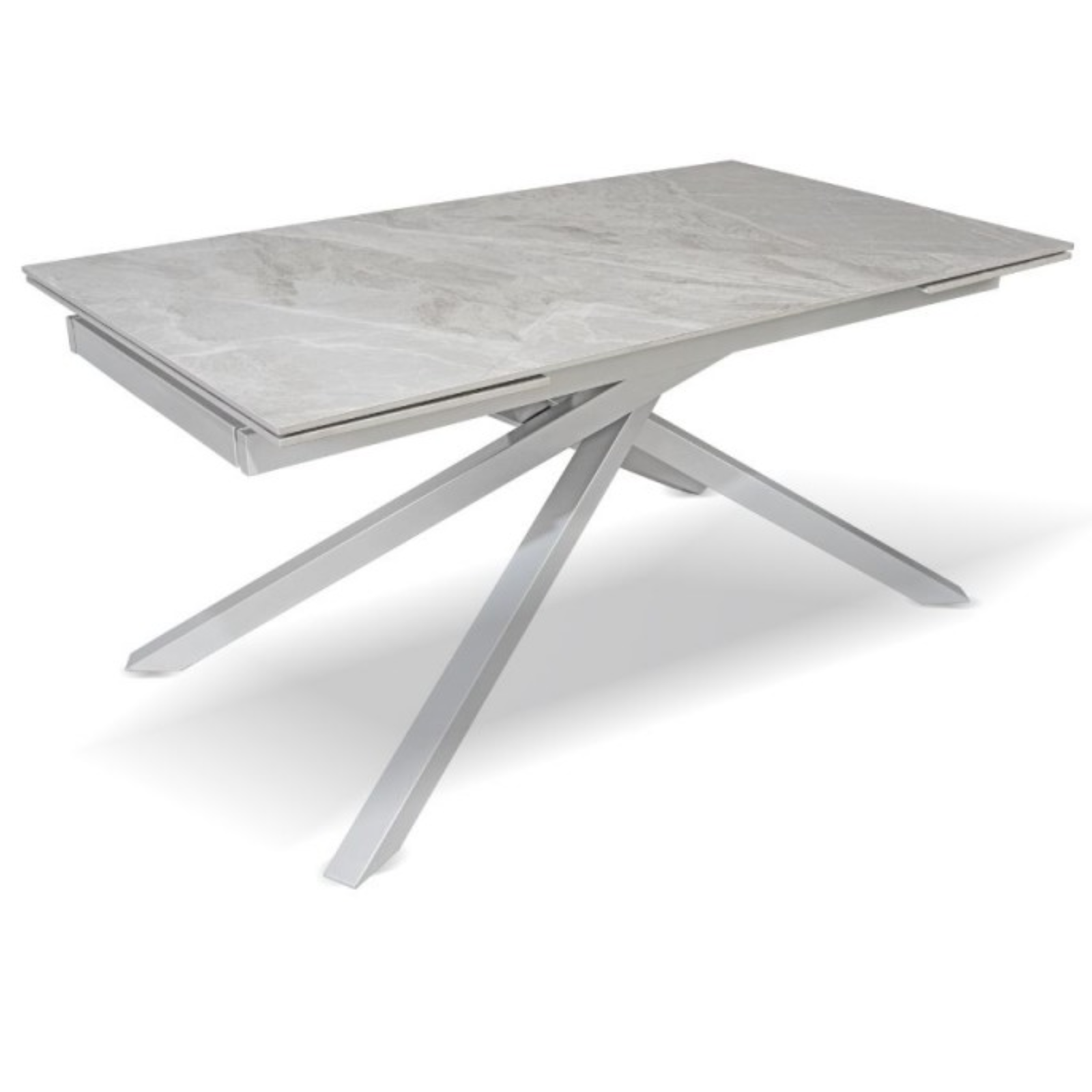 Tavolo allungabile 160/240x76 piano in ceramica grigio chiaro base in metallo - Netfy
