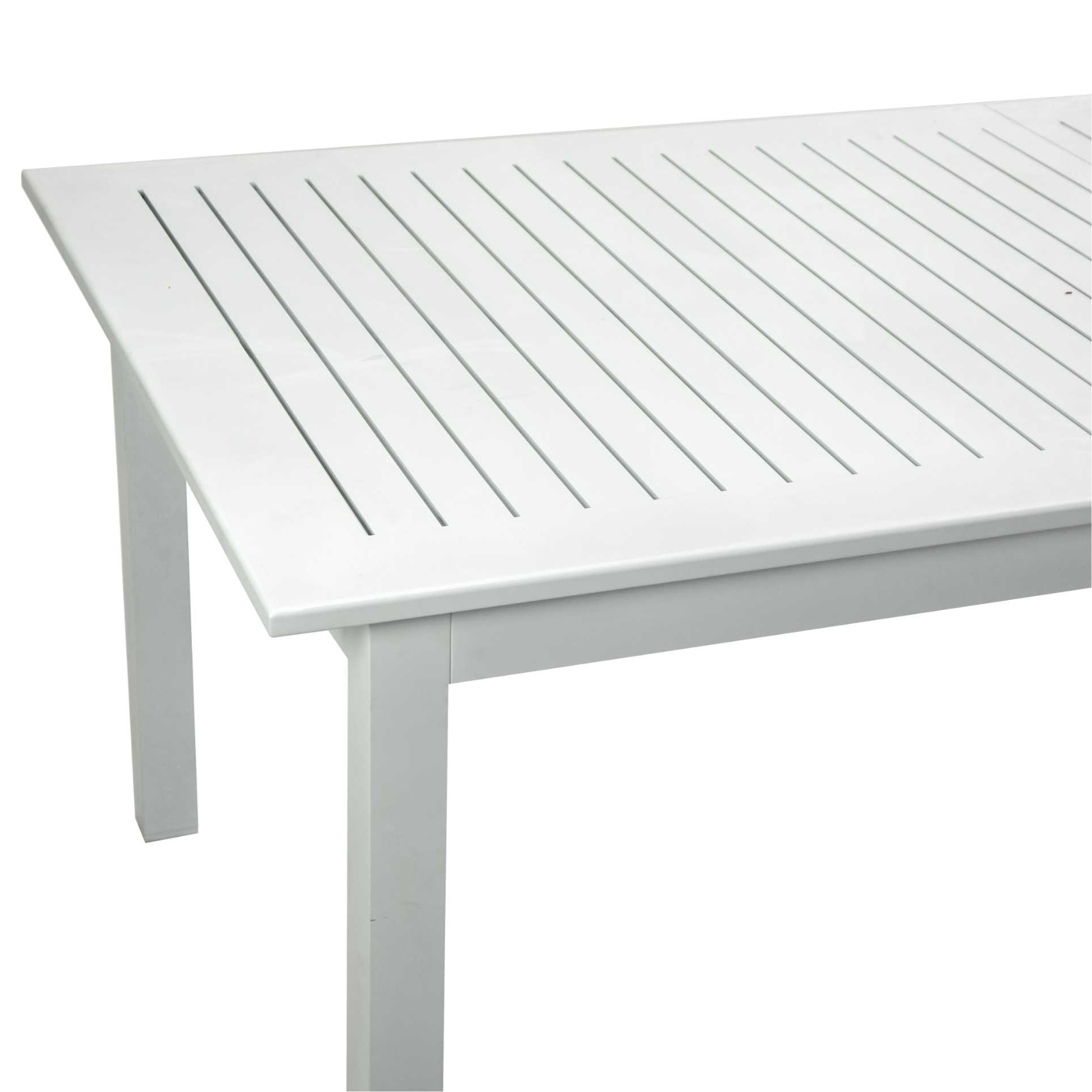 Tavolo allungabile 150/220 in alluminio bianco top a doghe da giardino o veranda - Monte