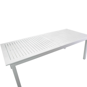 Tavolo allungabile 150/220 in alluminio bianco top a doghe da giardino o veranda - Monte