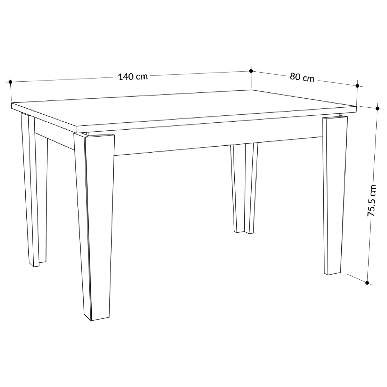 Tavolo allungabile 140/180 cm bianco in legno con gambe in folding e bordi in abs - Scala