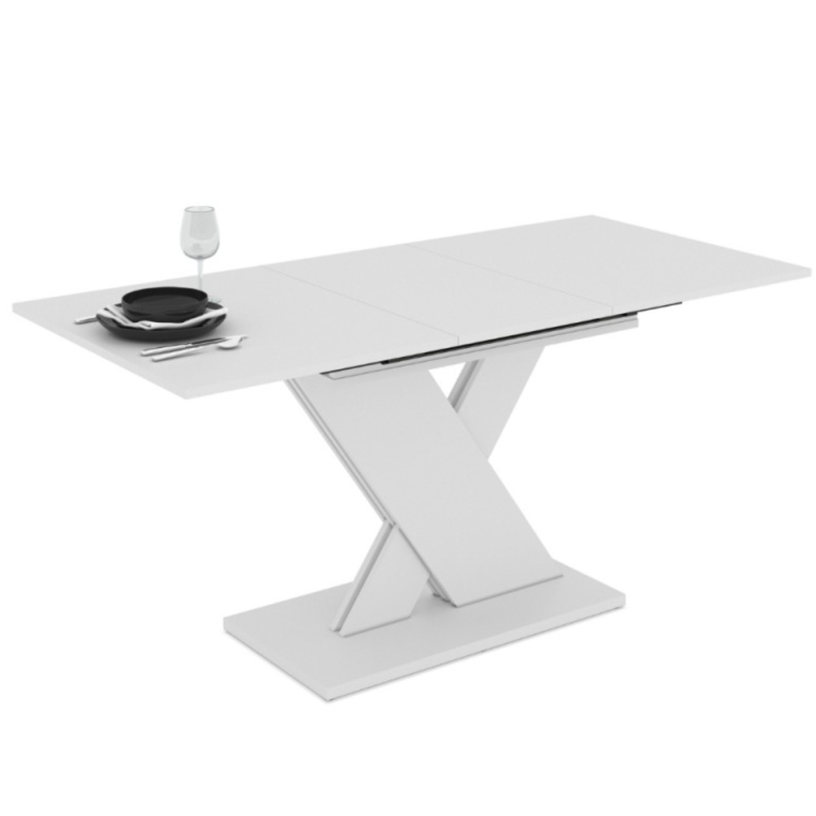 Tavolo da pranzo design moderno allungabile 120/160x76H in legno bianco - Axe