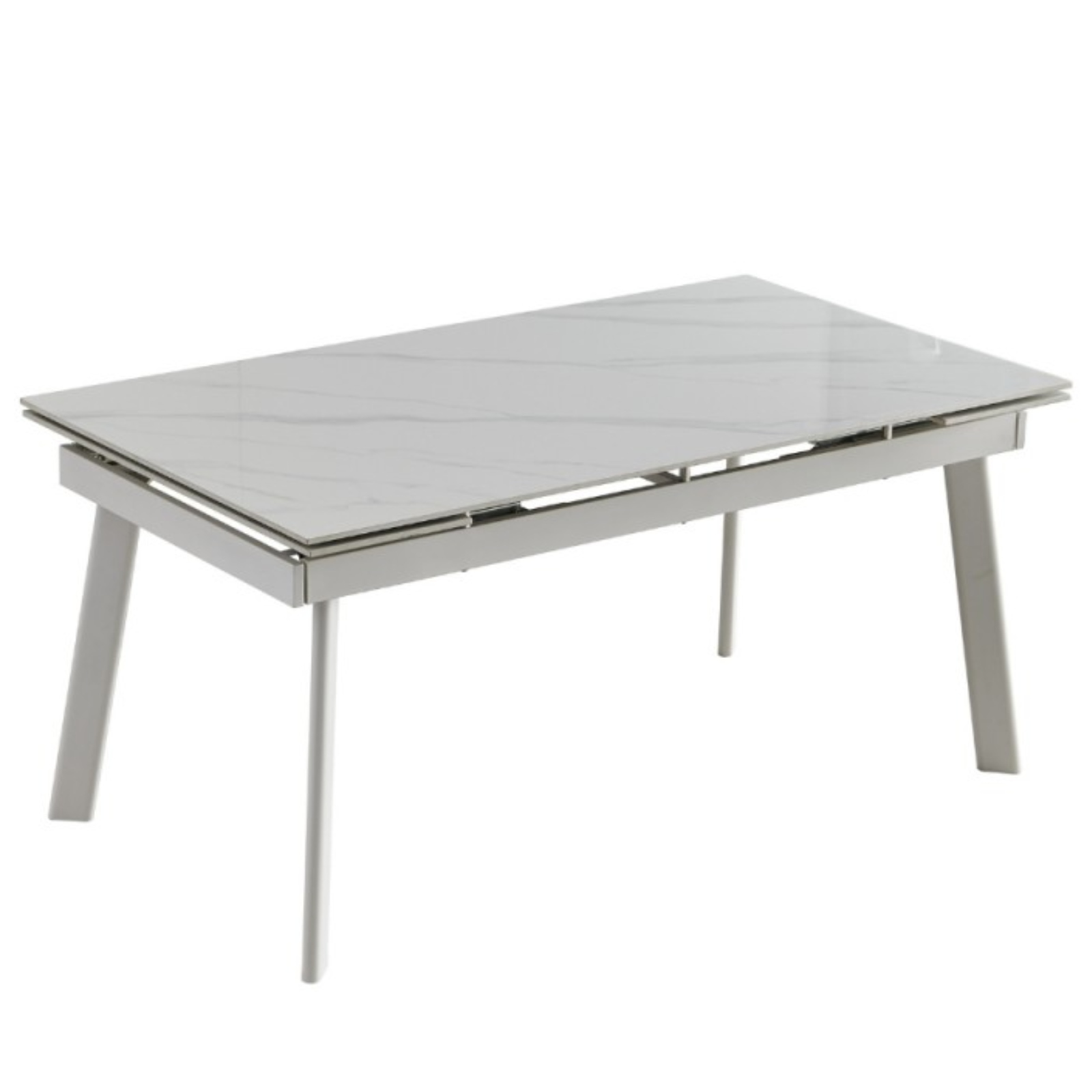 Tavolo da pranzo allungabile 160/220x76H top in ceramica effetto marmo bianco lucido - Presen