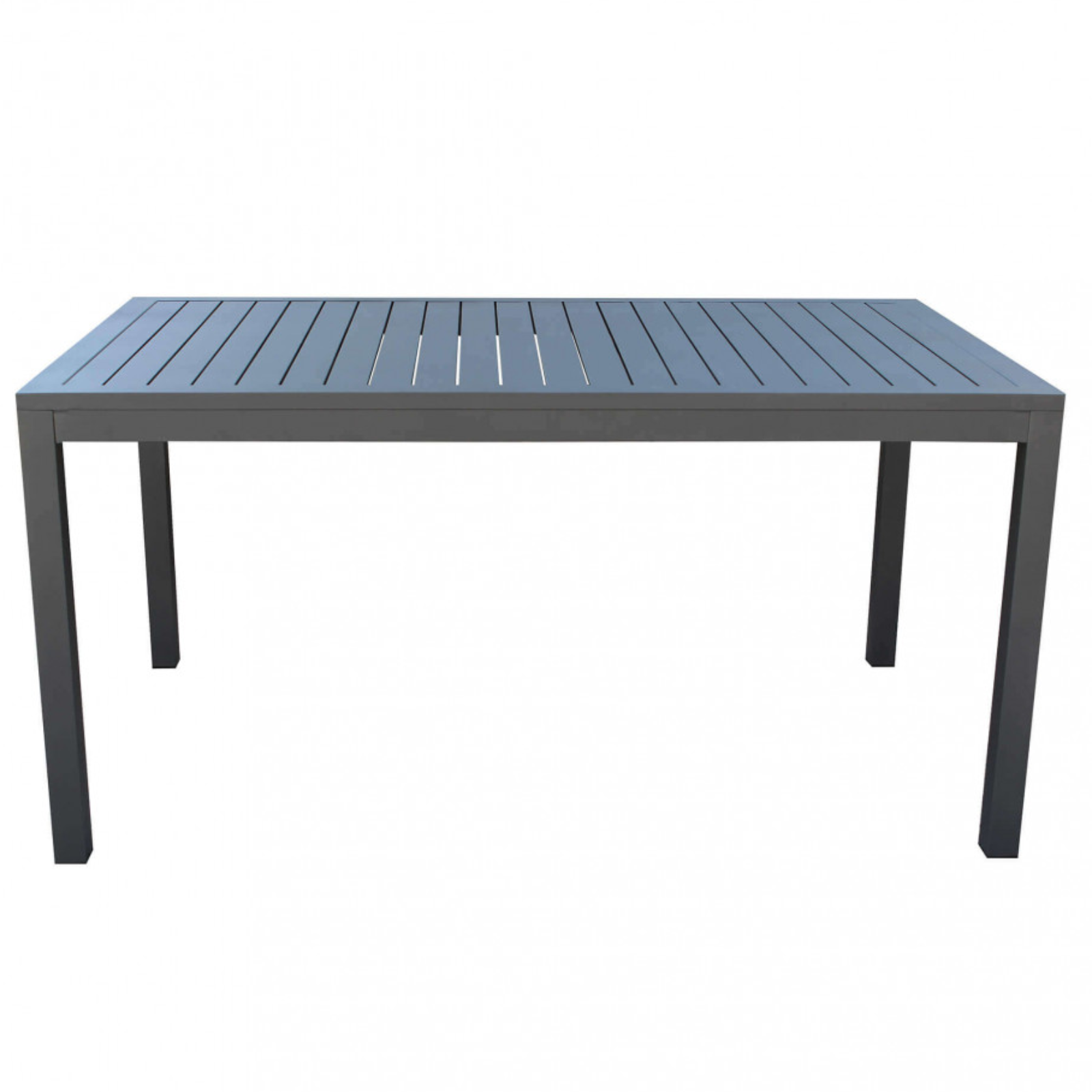 Tavolo in alluminio antracite 150x90 design moderno con piano a doghe da esterno o interno - Millo