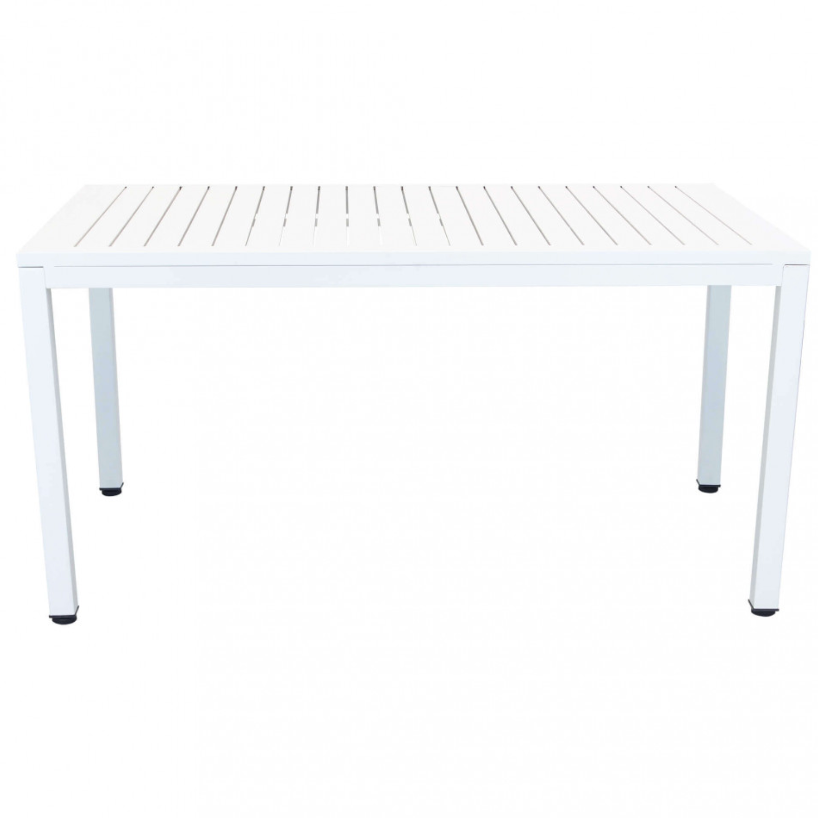 Tavolo in alluminio 150x90 design moderno con piano a doghe da esterno o interno - Millo