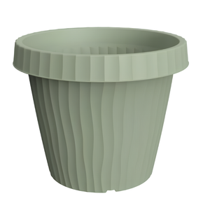 Vaso rotondo basso da interno o esterno in resina colore Verde Salvia - Onda